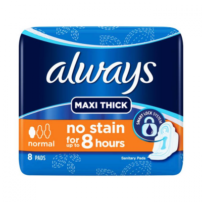 always maxi thick normal 8 pads  no stain for up to 8  hours